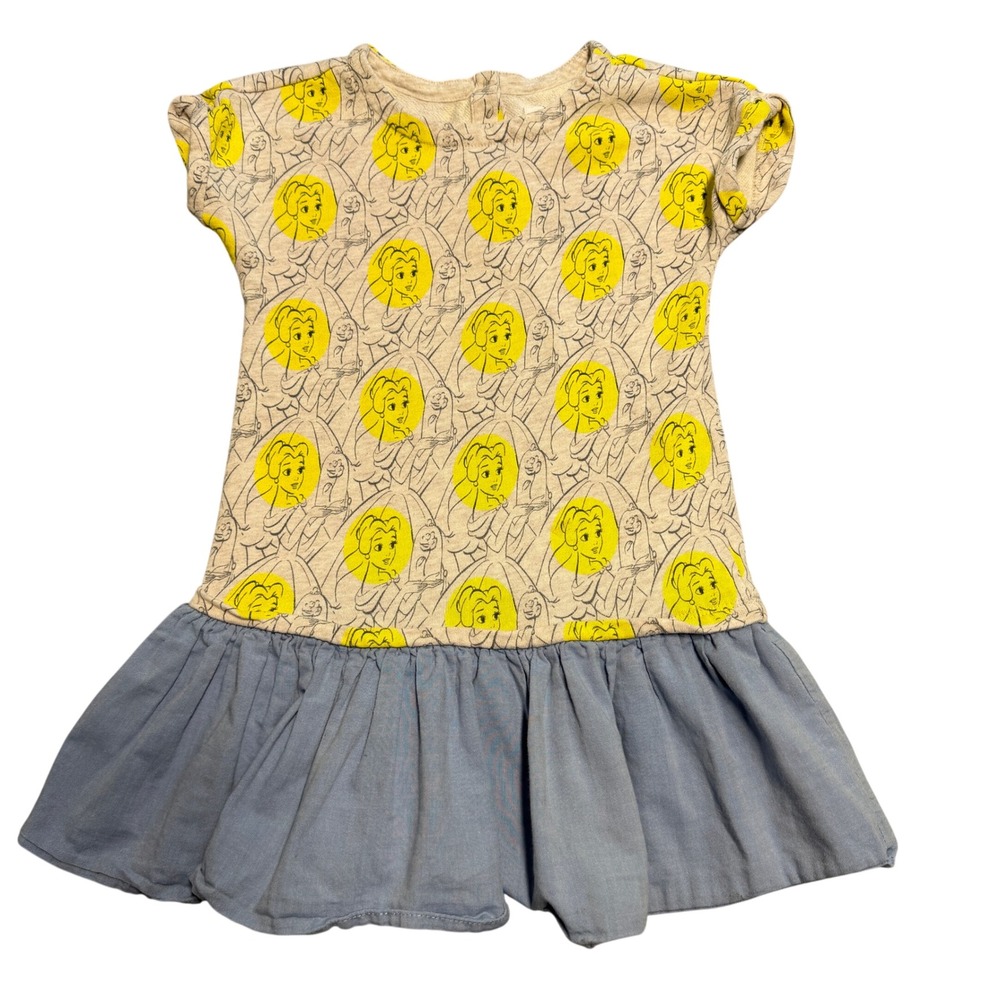 Baby Gap Disney Princess Belle Dress Toddler 4 Years Yellow Blue Drop Waist